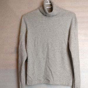 GRAY TURTLENECK PURE CASHMERE LONGSLEEVE SWEATER XL with measurements